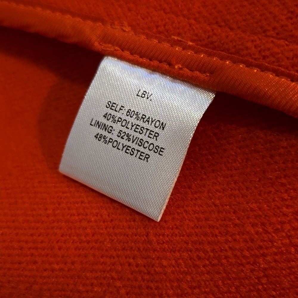 NWT LBV Double Faced Longline Coat In Flame Reddish Orange Size Large - Picture 13 of 14